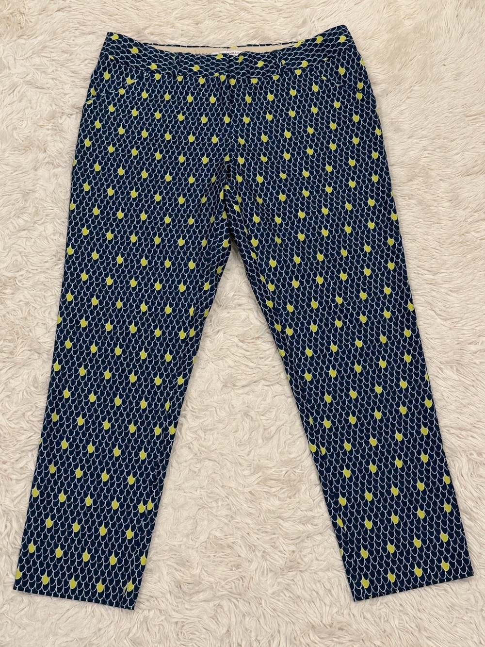 Peter Millar‎ Women’s Golf Pants Size 4 Blue Yellow Stretch Cropped Ankle Sport